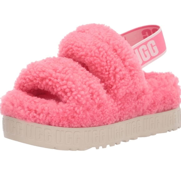NWT UGG CORAL Oh Fluffita Fur Sandals sz 6 PINK - Picture 4 of 4